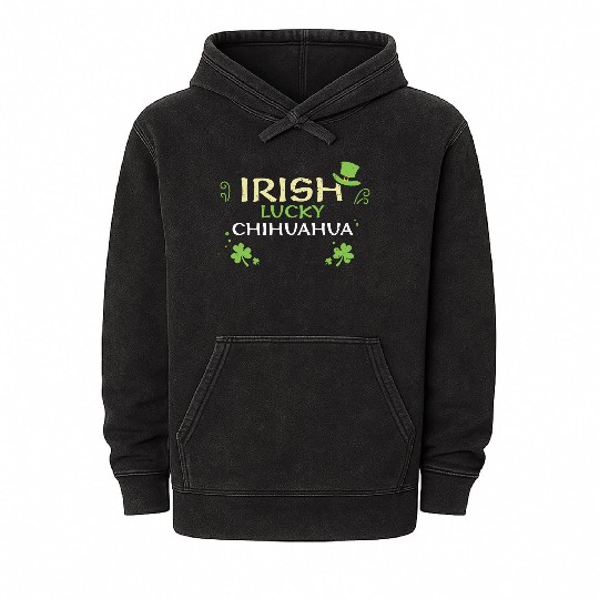 Irish Lucky Chihuahua Mineral Wash Hoodies