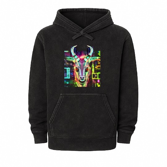 Neon Baphomet Mineral Wash Hoodies
