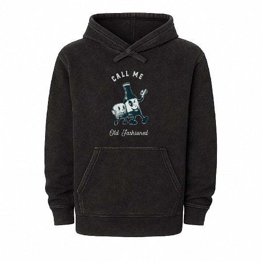 Bourbon Lover Call Me Old Fashioned Mineral Wash Hoodies