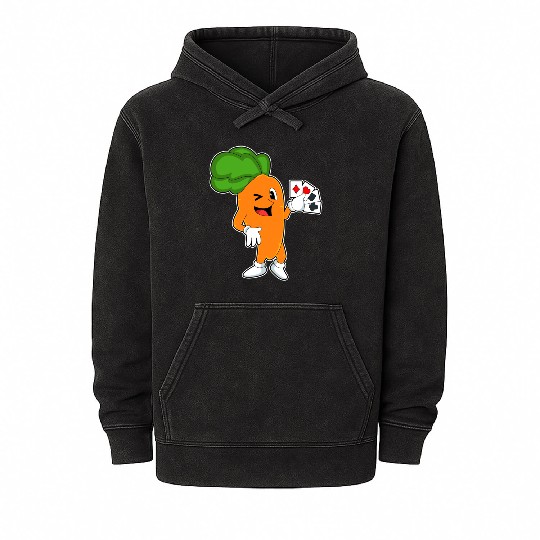 Carrot At Poker With Poker Cards Mineral Wash Hoodies