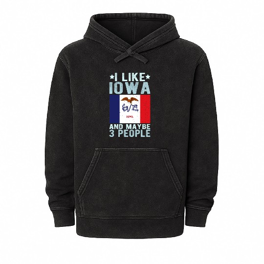 Iowa Flag US State Mineral Wash Hoodies