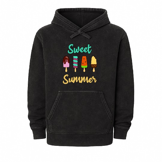 Sweet Summer Summer Popsicles Ice Cream Cool Mineral Wash Hoodies