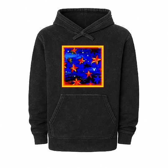 Bright Colored Orange Stars. Buy Now Mineral Wash Hoodies