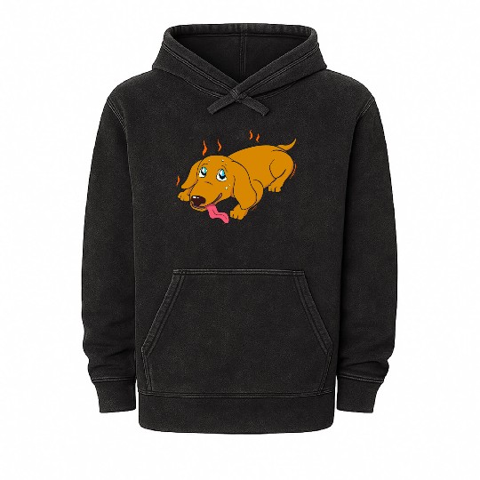 Hot Dog Funny Pet Heat Puppy Dog Lover Mineral Wash Hoodies