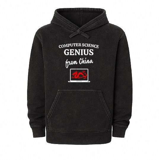 Computer Science Genius From China Admin Mineral Wash Hoodies