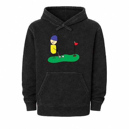 Cute Boy Playing Golf Mineral Wash Hoodies