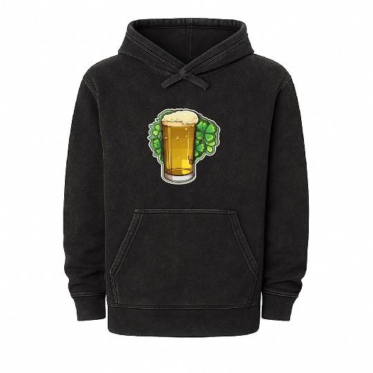 Irish Beer with Shamrock Leaf Mineral Wash Hoodies