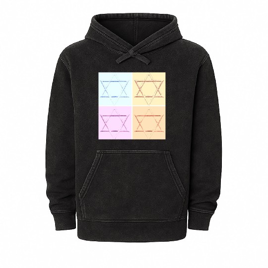 Star of David Design Mineral Wash Hoodies