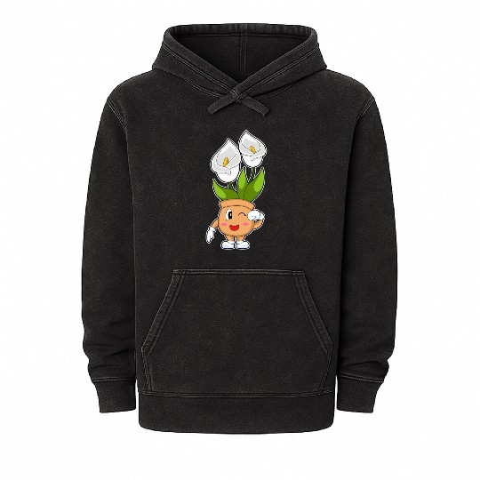 Plant Pot Calla Lily Flower Mineral Wash Hoodies