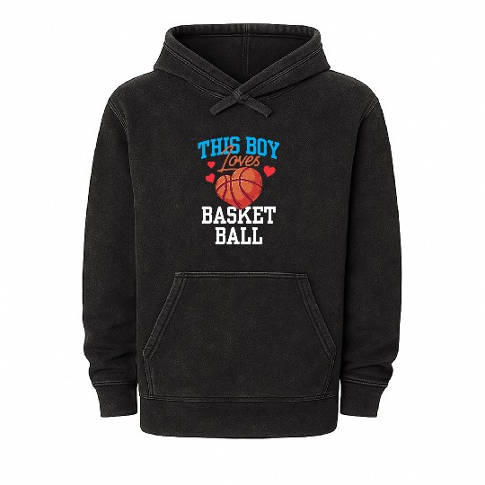 This Boy Loves Basketball Coach Match Player Team Mineral Wash Hoodies