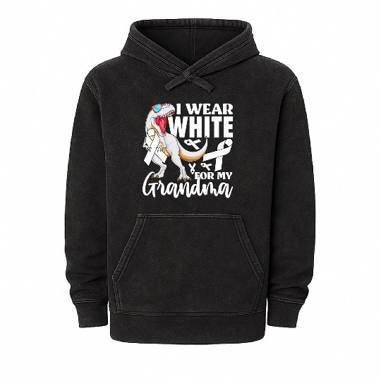 I Wear White For My Grandma Lung Cancer Awareness Mineral Wash Hoodies