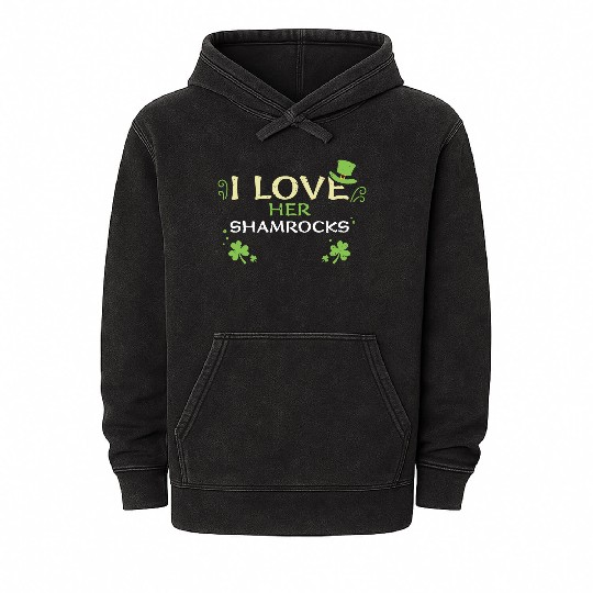 I Love Her Shamrocks Mineral Wash Hoodies