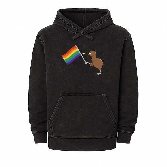 Rainbow Kiwi Pride Mineral Wash Hoodies