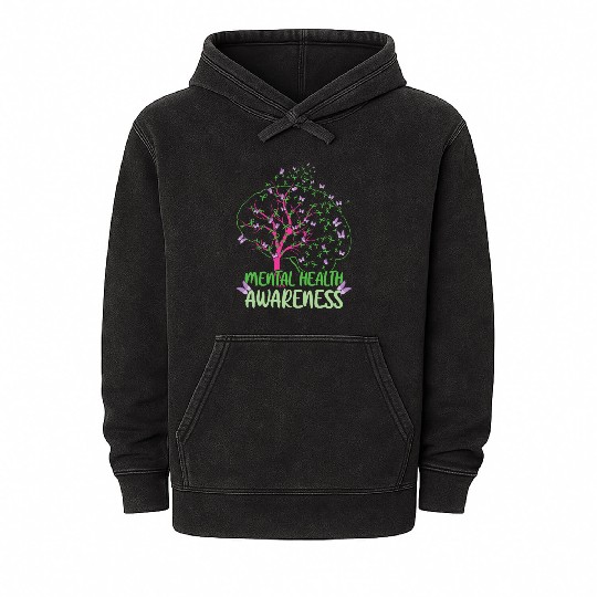 Mental Health Awareness Month May Green Mineral Wash Hoodies
