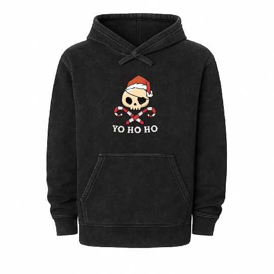 Santa Pirate Funny Christmas - Yo Ho Ho, Pirate Mineral Wash Hoodies