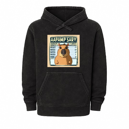 Wanted for 93 Felonies Na Capybara Mugshot Outlaw Mineral Wash Hoodies