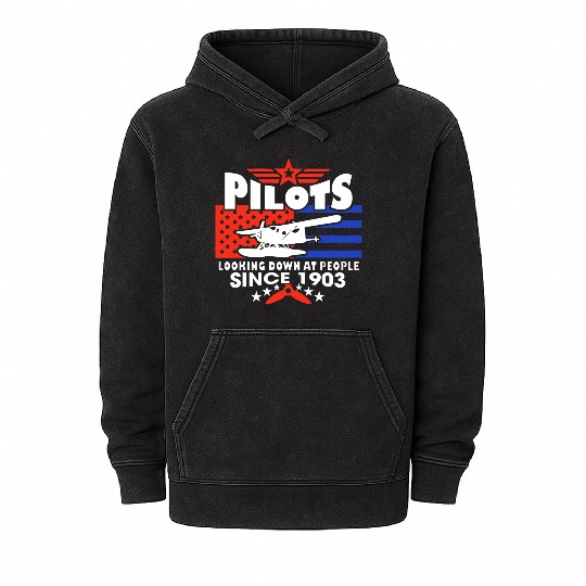 Pilots Looking Down At People SINCE 1903 Mineral Wash Hoodies
