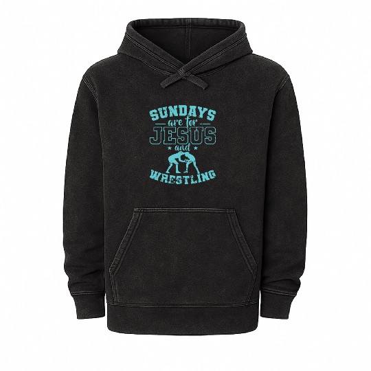 Sundays are for Jesus and Wrestling Show Fight Mineral Wash Hoodies