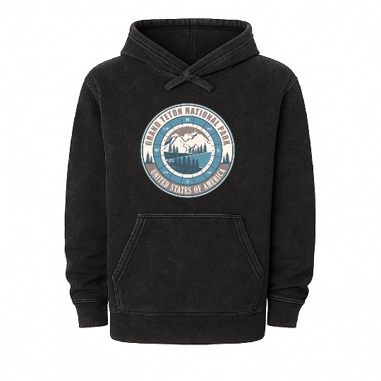 Grand Teton National Park US Vintage Hiking Mineral Wash Hoodies