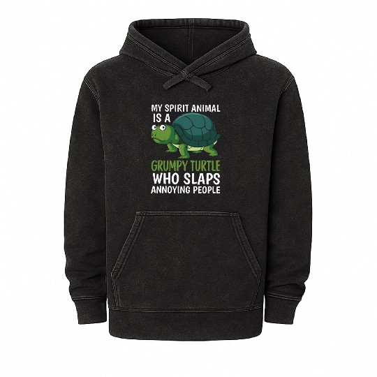 My Spirit Animal Is A Grumpy Turtle Mineral Wash Hoodies