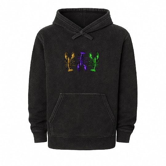 Lobster Mardi Gras Mineral Wash Hoodies