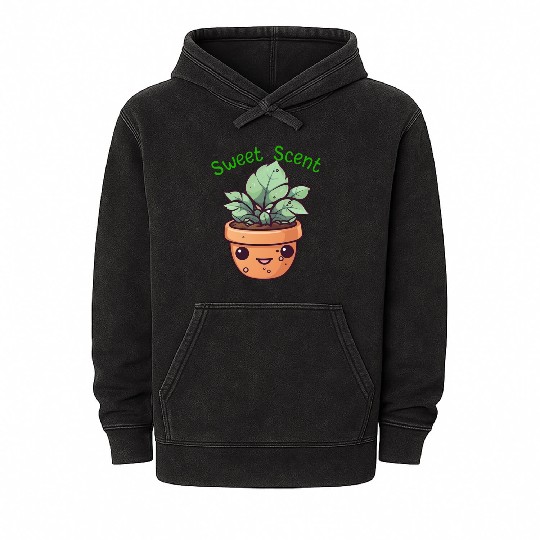 Cute cartoon potted plant Mineral Wash Hoodies
