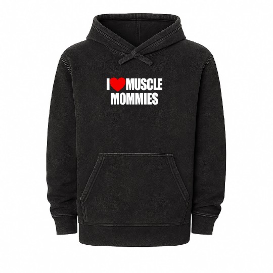 I Love Muscle Mommies Red Heart Muscle Mommies Mineral Wash Hoodies