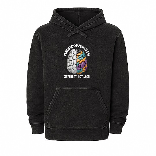 "Different, Not Less" Neurodiversity Mineral Wash Hoodies