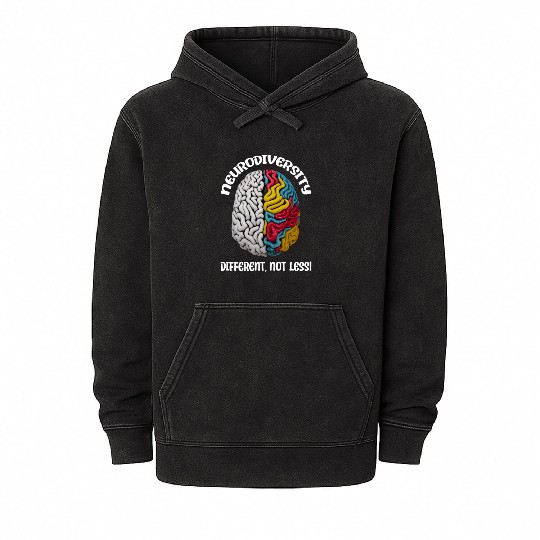 "Different, Not Less" Neurodiversity Mineral Wash Hoodies
