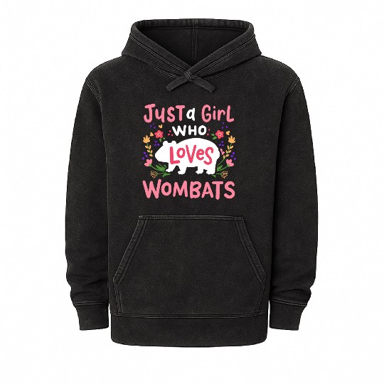 Wombat Australian Wombat Lover Mineral Wash Hoodies
