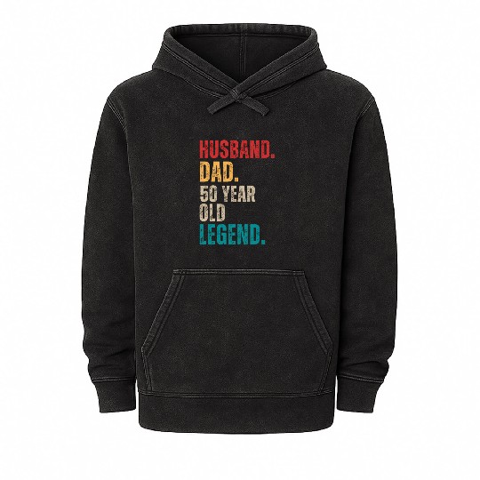 Funny 50th Birthday For Men Gifts Vintage Dad Mineral Wash Hoodies