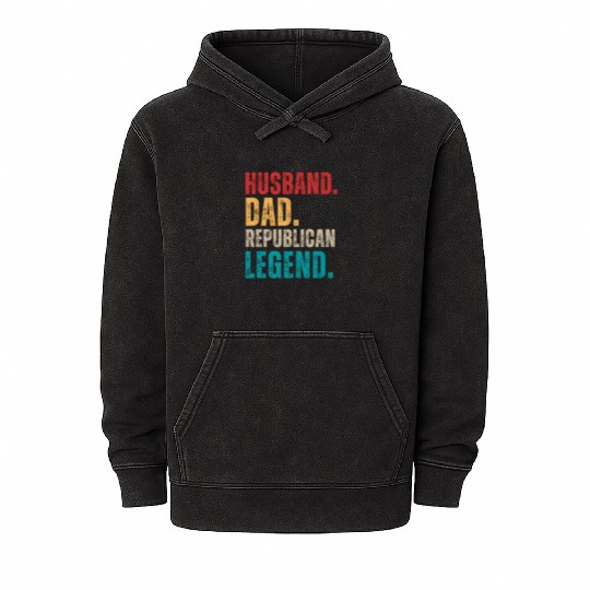 Husband Dad Republican Legend Republican Supporter Mineral Wash Hoodies