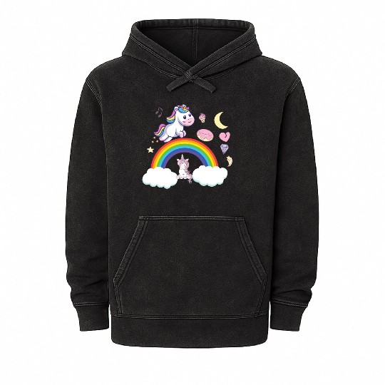 unicorn rainbow Mineral Wash Hoodies