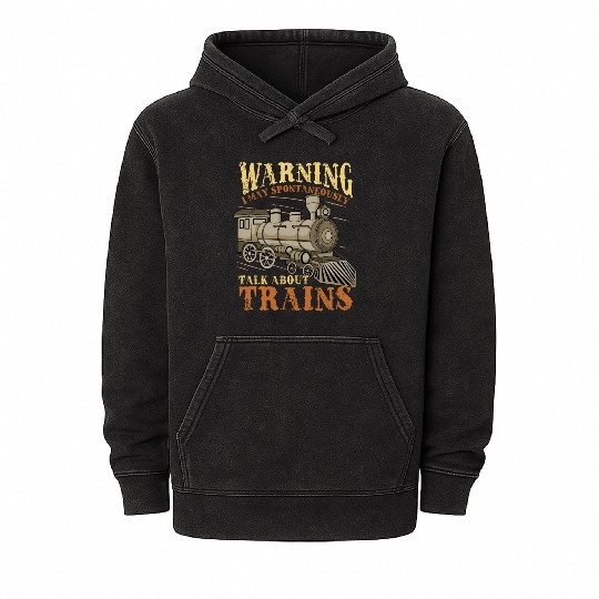 Trains Railroad Train Lover Mineral Wash Hoodies