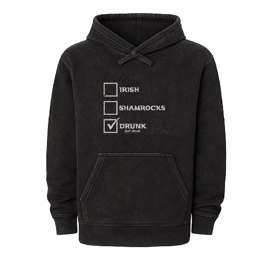 IRISH SHAMROCKS DRUNK Mineral Wash Hoodies
