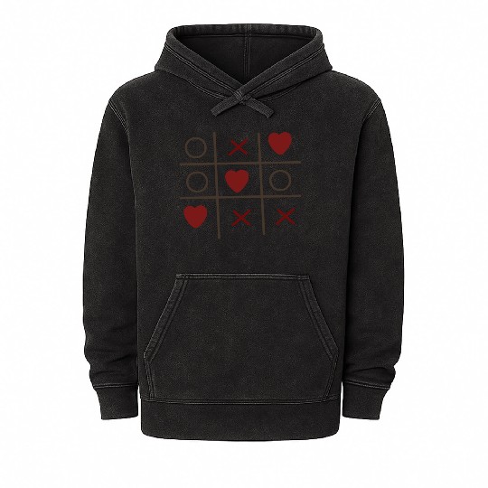 Cool Valentine s Day Criss Cross Heart Mineral Wash Hoodies