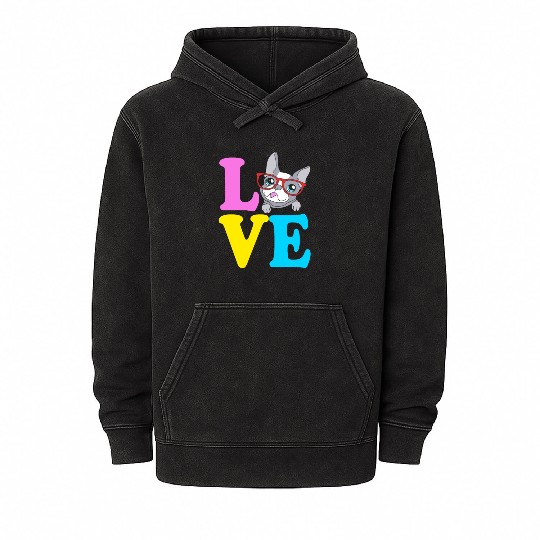 Boston Terrier Sunglasses I Love My Boston Terrier Mineral Wash Hoodies