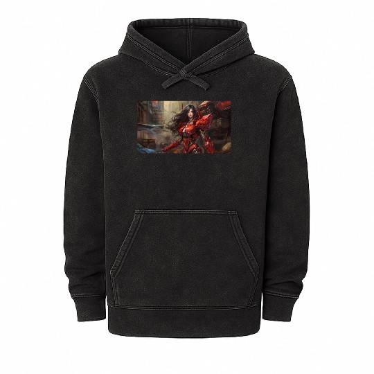 Cybermech Red Jenna - Fantasy and Scifi Art Mineral Wash Hoodies