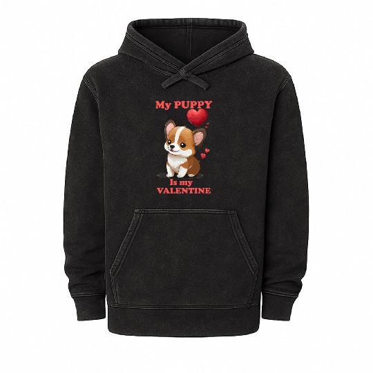 My Puppy is My Valentine Cute Valentines for Dog P Mineral Wash Hoodies