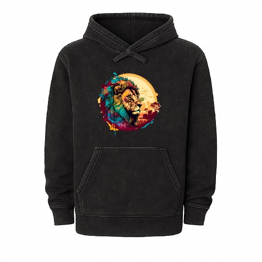 Africa abstract lion Mineral Wash Hoodies