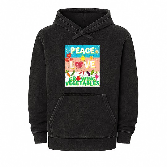 Peace love Vegetables design for him cool Mineral Wash Hoodies