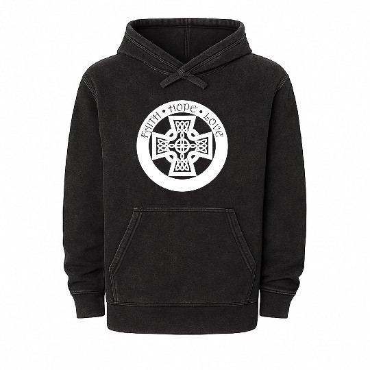 Timeless Celtic Cross With Celtic Knots Mineral Wash Hoodies
