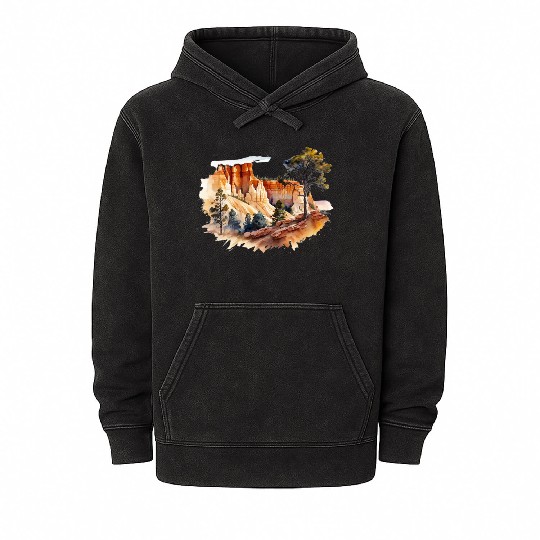 Bryce Canyon Watercolor Wonderland Mineral Wash Hoodies
