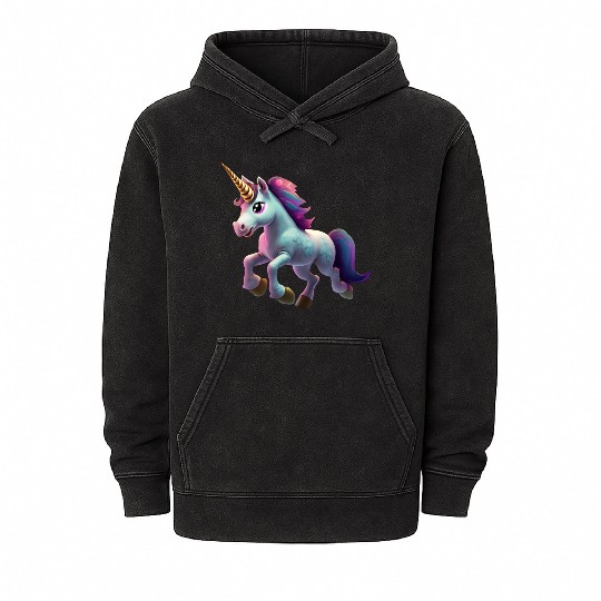 magic unicorn cartoon horse pony Mineral Wash Hoodies