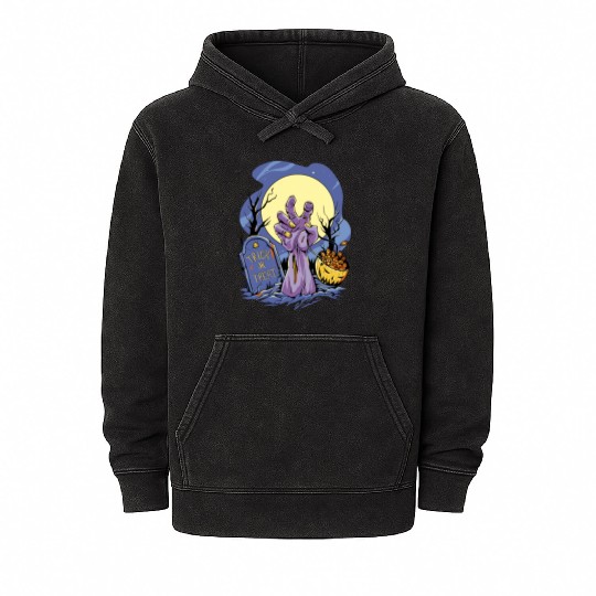 Halloween Zombie Candy Trick Or Treat Mineral Wash Hoodies