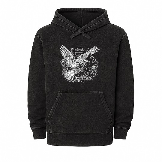 Flying Seagull Over The Sea Mineral Wash Hoodies