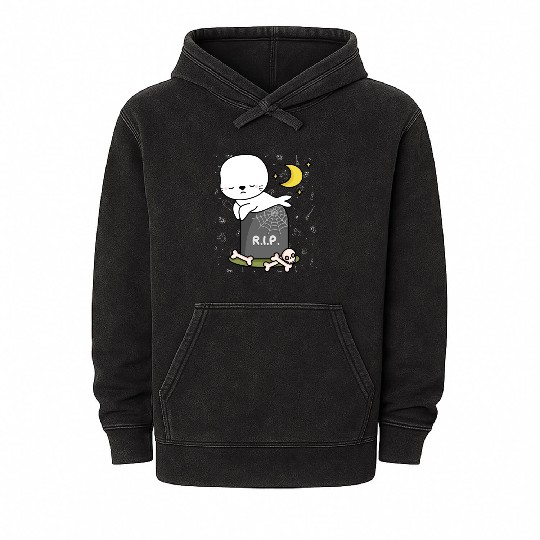 Boo Cute Seal Halloween design trick or treat RIP Mineral Wash Hoodies