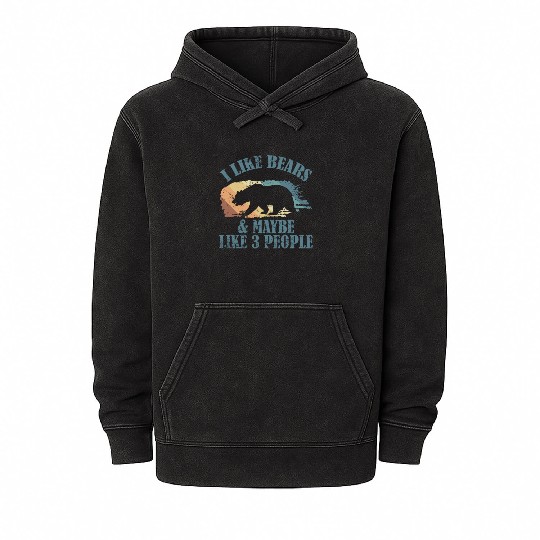 I Like Bears and Maybe 3 People Forest Animal Mineral Wash Hoodies