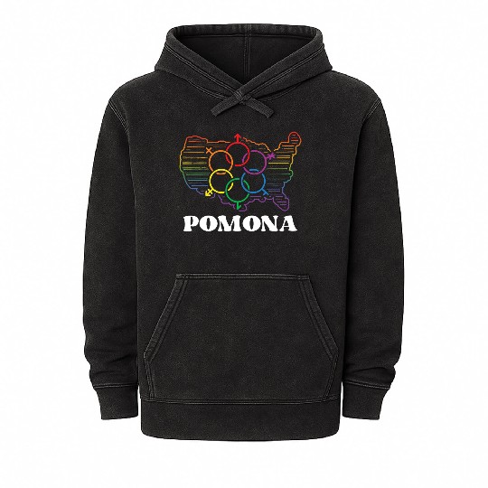 Pomona Pride Month Pride Flag LGBT Community LGBTQ Mineral Wash Hoodies