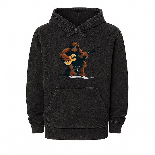 Bigfoot plays guitar Mineral Wash Hoodies